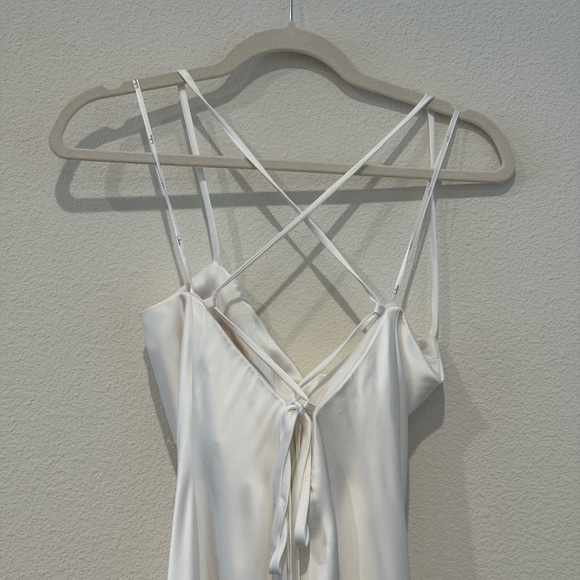 Lulu’s Silk Flowy White Dress - Picture 2 of 4